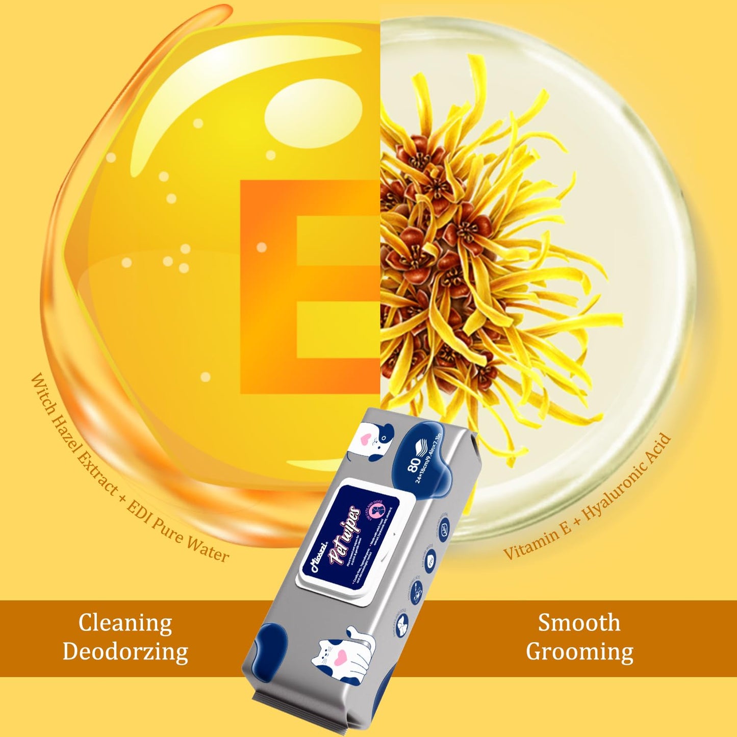 MIOSSZI 290 Pcs Pet Cleaning Deodorizing Wipes Kit for Dogs & Cats Daily Cleaning Paws, Face Tear Stain & Full Body & Sensitive Skin, Gentle & Unscented, Hypoallergenic Ingredients Pet Grooming Wipes