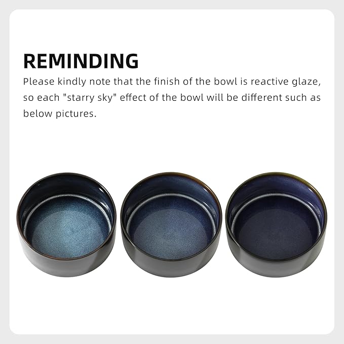 Ceramic 7.3inch Raised Dog Bowl Set, Elevated with Wooden Stand, Food and Water Bowl for Medium Breed Dogs, Weighted Dog Dishes, Pet Feeder(Starry Sky)