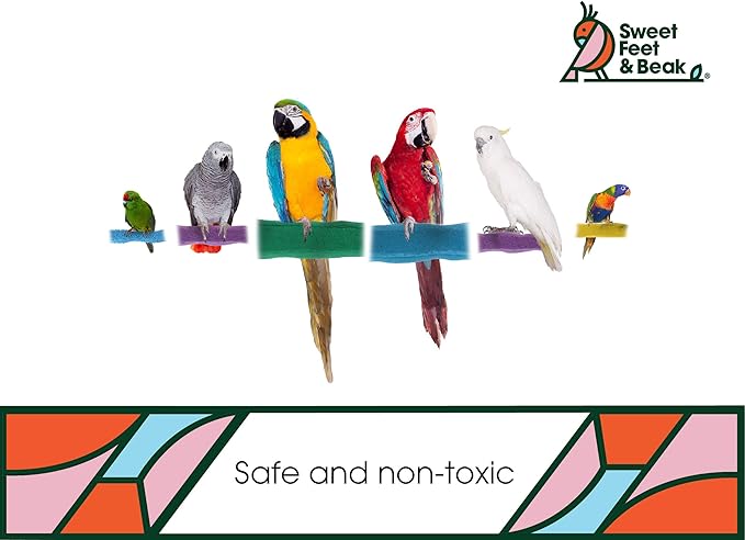 Sweet Feet and Beak Comfort Grip Safety Perch for Bird Cages - Patented Pumice Perch for Birds to Keep Nails and Beaks in Top Condition - Safe Easy to Install Bird Cage Accessories - XL 13.5"