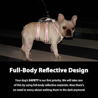 Huntboo Escape Proof Harness - No Slip Dog Harness, Fully Reflective with Handle, Breathable, Durable, Adjustable Vest for Medium Dogs Walking, Training, and Running Gear (Sea Blue, M)