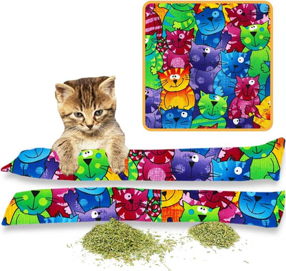 Kitty Kick Stix 15" Original Catnip Kicker Toy (Set of 2), Handmade in USA by Cat Lovers, Interactive Natural Cat & Kitten Toy, Packed with 100% Potent Catnip for All Breeds (Happy Cats)
