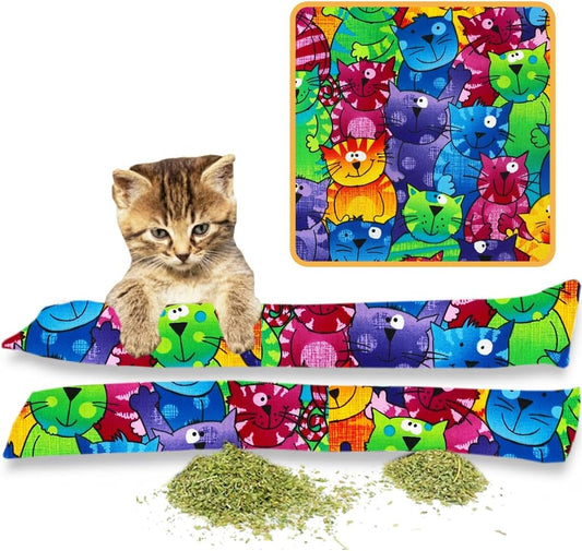 Kitty Kick Stix 15" Original Catnip Kicker Toy (Set of 2), Handmade in USA by Cat Lovers, Interactive Natural Cat & Kitten Toy, Packed with 100% Potent Catnip for All Breeds (Happy Cats)