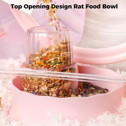 Mini&moe Hamster Food Bowl - Automatic Guinea Pig Feeder No Spill Storage Small Pet Food Dispenser for Gerbil, Rat, Chinchilla, Ferret, Hedgehog