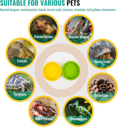 2 Pack Reptile Feeding Bowl, Silicone Reusable Crested Gecko Food and Water Dish, Bearded Dragon Tank Accessories for Lizard, Hermit Crab, Chameleon and Tortoise, Easy to Clean