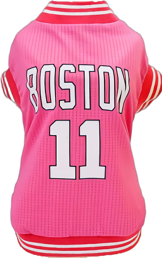 Dog Clothes Basketball Mesh Breathable T-Shirt,Pet Clothes Puppy Sportswear Spring/Summer Fashion Dog Shirt. (Pink, Small)