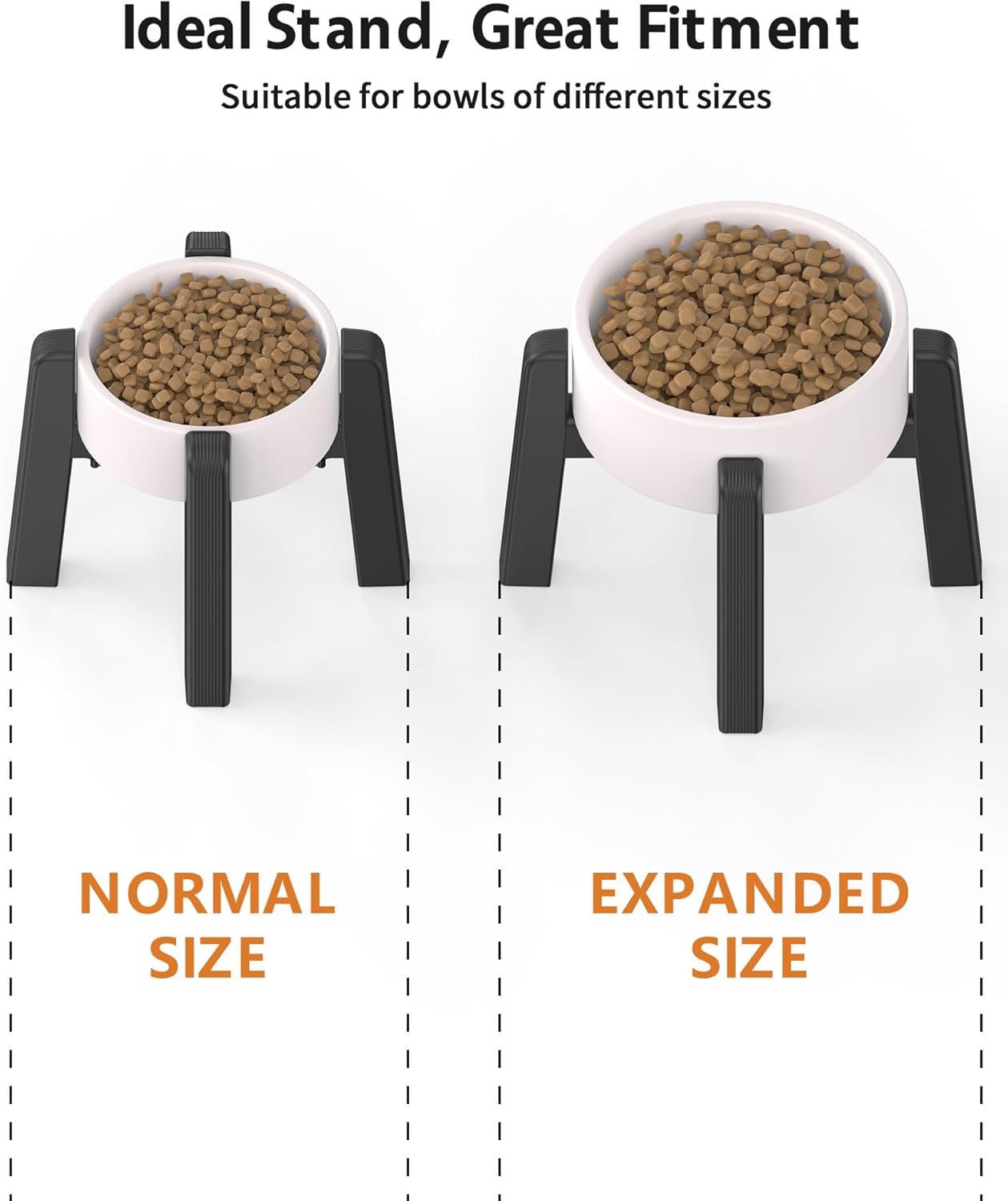 CZPET Dog Bowl Stand with Adjustable Width [Stand Only], Elevated Pet Water & Food Feeder for Medium Dogs, Stable and Anti-Slip Raised Bowl