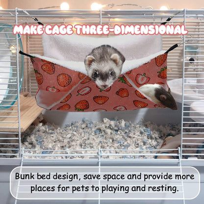 LYART Guinea Pig Rat Ferret Hammock and Warm Bed Small Pet Hideout Tunnel Cave Hanging Bunkbed Hammock Cage Toy for Hamster Sugar Glider Squirrel (4.Hammock X 2PCS)