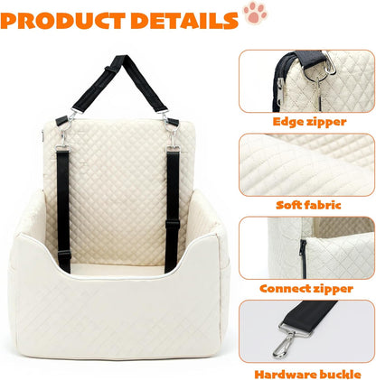 ALL GOOD PET SUPPLIES Dog Car Seat for Small/Medium Dogs, Dog Booster car seat, Memory Foam Elevated Cushion, Fully Detachable and Washable,2 Clip-On Safety Leashes, Anti-Slip