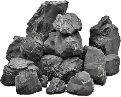 Unocho Fish Tanks Stone 20LB Natural Black Slate Rocks for Aquariums Paludarium Decorative Aquascaping Stone for Reptile Terrariums Bonsai Gardens Indoor Outdoor(3"-9"-8Pcs)