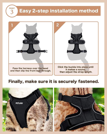 Cat Harness Escape Proof with Leash for Walking, Travel Vest Soft Chest Support, Adjustable Size, Escape Proof Soft Adjustable Vest Harnesses, Breathable, Kittens, Small Dogs (美/背縄/粉1/S)