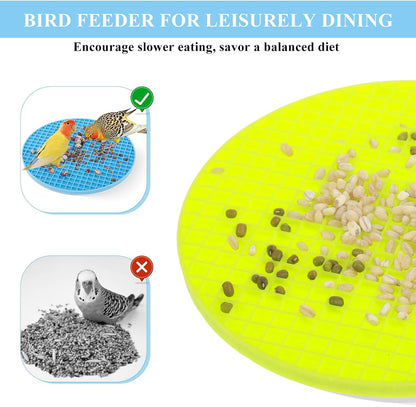 2Pcs Bird Foraging Mats, 6.3" Silicone Foraging Toys for Birds Enrichment-Foraging Toys for Parakeets, Cockatiels and Small Birds (Green/Light Blue)