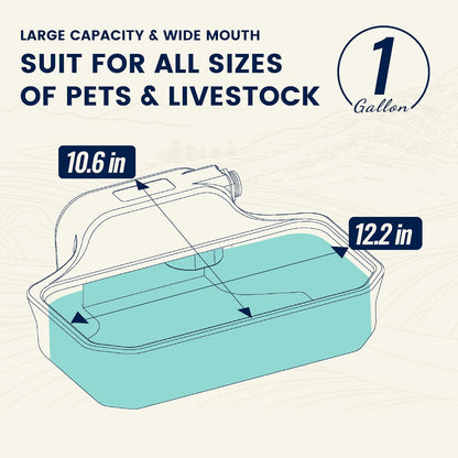 Automatic Water Dispenser for Dogs/Cats, 1 Gallon Auto-Fill Dog Water Bowl Dispenser for Indoor/Outdoor, Large Water Feeder for Pets/Livestock, BPA-Free, Wide Mouth, Fits GHT 3/4" Faucet, Blue