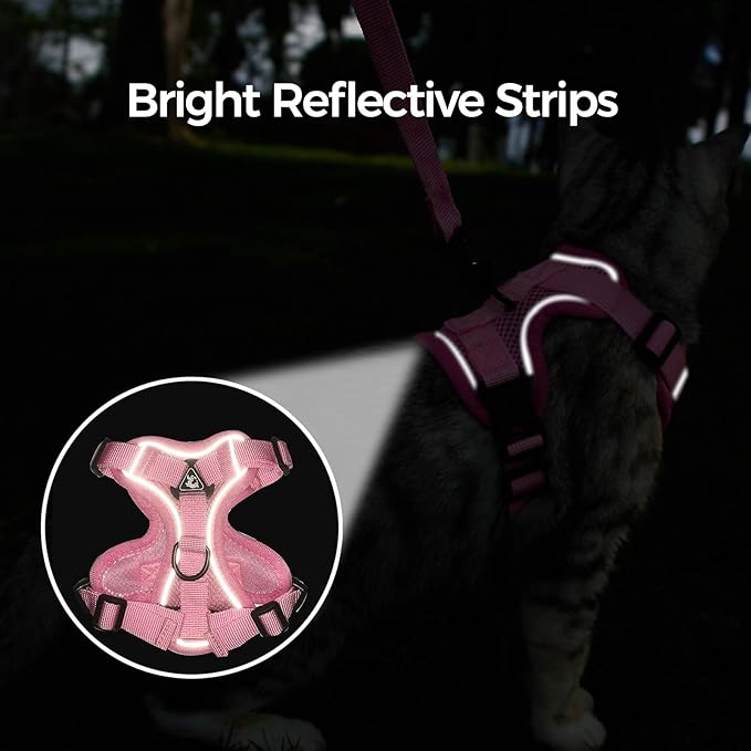Cat Harness and Leash Set Escape Proof Tactical Extra Large Kitten Harness Emotional Support Cat Vest, Pink, XXL