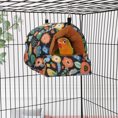Wontee Bird Nest House Winter Warm Snuggle Hut Bird Bed Hanging Hammock for Parrots Budgies Parakeets Caique Senegal Cockatiels Conures (Small, Black)