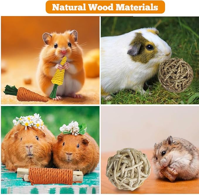 Toys for Rabbit Toys Bunny/Guinea Pig Toys,Bunny Chew Toys for Teeth, Natural Rabbit Toys Apple Wood,Handmade for Guinea Pig Hamster Rat Chinchilla Small Animals Teeth Grinding 20 Pack