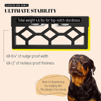 AVERYDAY Large Dog Bowls Elevated, 4 Height Adjustable Raised Dog Bowl Stand with 2 Stainless Steel Food and Water Bowls Set, Tall Dogs Feeding Station with Anti-Slip Base for Medium Large Breeds Dogs