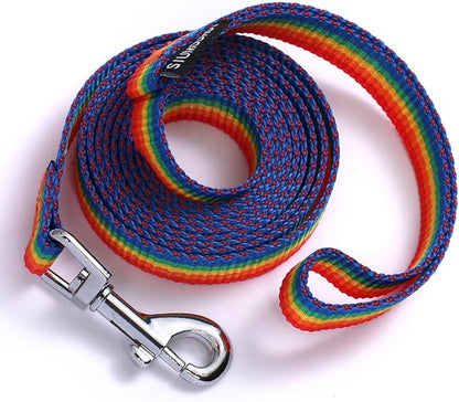 6 FT Puppy Leashes, Strong Traditional Style Leash with Easy to Use Collar Hook,Dog Lead Great for Small and Medium and Large Dog (Rainbow, 5/8 in x 6 ft)