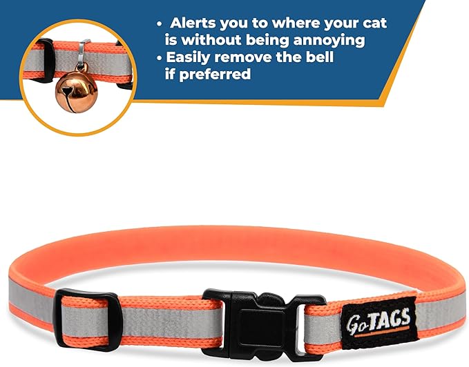 GoTags Personalized Reflective Cat Collars, Engraved Custom Cat Collar with Name and Phone Identification, Breakaway Collar with Safety Release Buckle and Bell, Adjustable for Cats and Kitten, (Red)