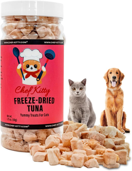 Freeze-Dried Tuna Treats for Cats & Dogs – 100% Wild Caught, Single Ingredient, High-Protein, Healthy Snack – No Additives or Preservatives – 1.7oz - Inspected & Tested in USA