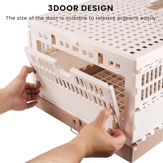 Plastic Folding Pigeon Cage, Portable Pet Bird Travel Cage Carrier Pigeon Cage Pairing Cage Pigeon Nest Box Easy to Clean for Training and Release Competition (XL)