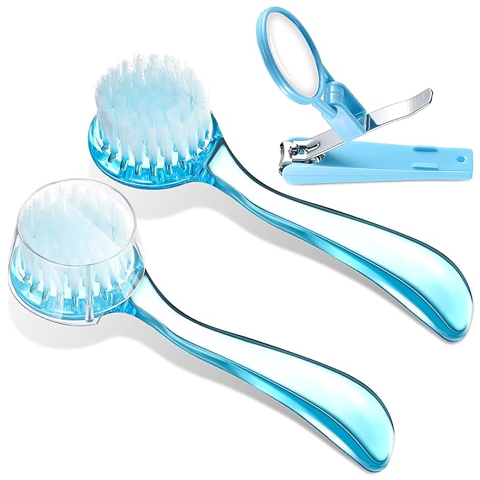Mudder 3 Pcs Hedgehog Small Animal Grooming Kit Including 2 Bathing Brush and a Nail Toenail Clipper with Magnifier for Pet Hamster Hedgehog Guinea Pig Rabbit Cat Kitten