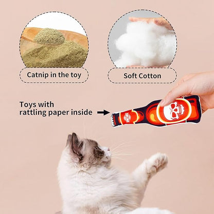 Halloween Cat Toys for Indoor Cats Catnip Kick Toys with Crinkle Paper Inside Kitten Interactive Training Chewing Plush Toy 8 Pcs