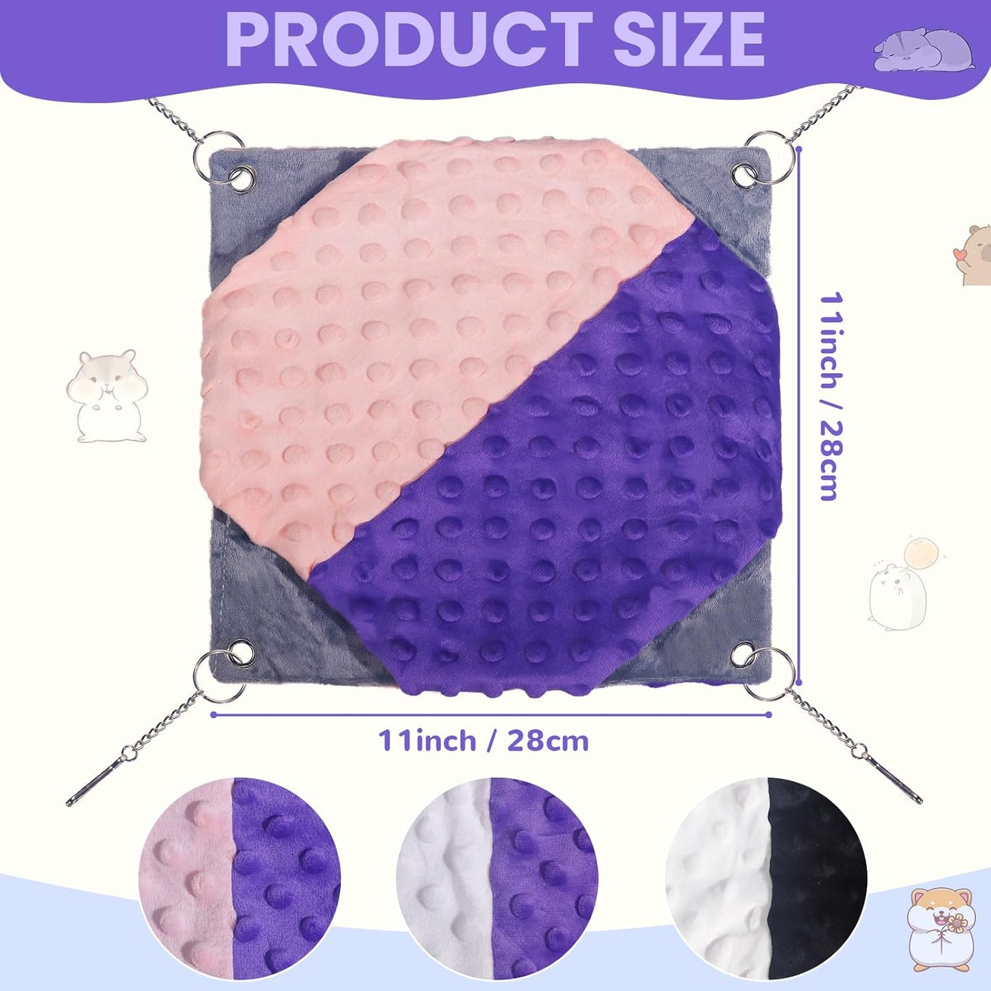 3 Pcs Guinea Pig Hammock, Rat Ferret Hamster Hanging Hammock Guinea Pig Accessories for Small Animals Chinchilla Parrot Sugar Glider Ferret Squirrel (11"×11")