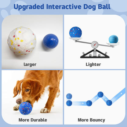 Interactive Dog Ball - Large E-TPU Automatic Vibrating Toy for Medium/Large Dogs, Motion-Activated Active Rolling Balls, Indoor/Outdoor Chew Proof Toy to Relieve Boredom & Anxiety(Blue,Large)