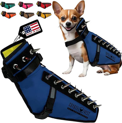 CoyoteVest Dog Harness Protection Vest, Reflective Dog Accessories with Spikes to Shield Your Pet from Raptor and Animal Attacks, Proudly Made in America (X-Small, Royal Blue)