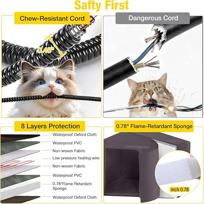 Aivituvin Heated Outdoor Cat House for Outside Insulated Feral Cat Shelter Weatherproof with Heated and Insulated Liner 2 Story（Brown）