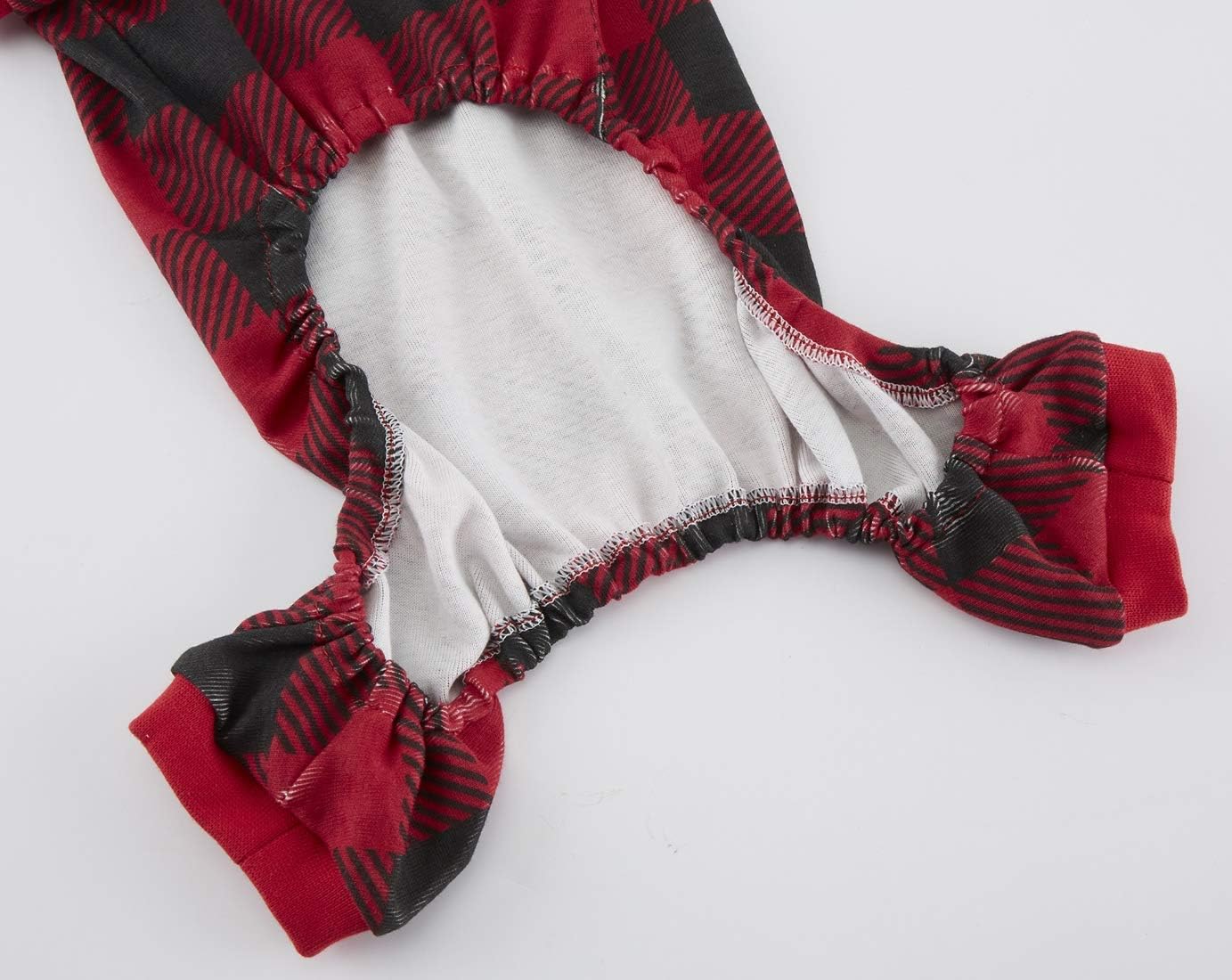 Red Plaid Christmas Clothes for Dogs Pajamas Onesie PJS, Back 23" XLarge