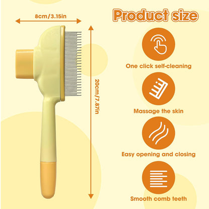 Cat Hair Brush & Dog Brush, Deshedding Brush for Long or Short Haired Pets, Removes Loose Fur, Durable Stainless Steel & ABS Design (yellow 2pcs)