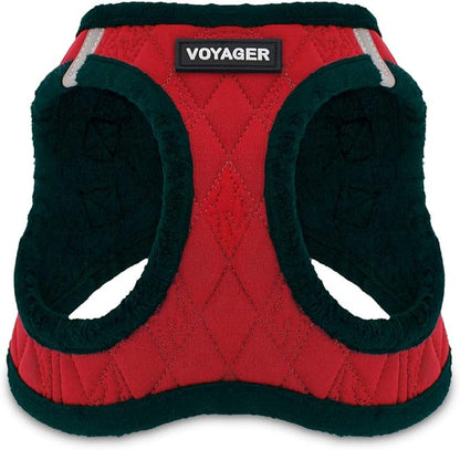 Best Pet Supplies - All Weather Mesh / Plush, Reflective, No Pull Harness for Small, Medium Dogs, Cats - Secure with Hook & Loop Fastener, Buckle, Double D-Rings - Red Plush, XS