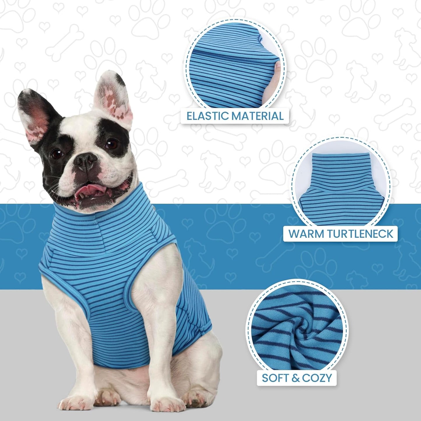 ROZKITCH Dog Sweaters for Medium Dogs Boy Girl,Soft Stretchy Turtleneck Pullover for Medium, Warm Winter Coat for BlueStripe M