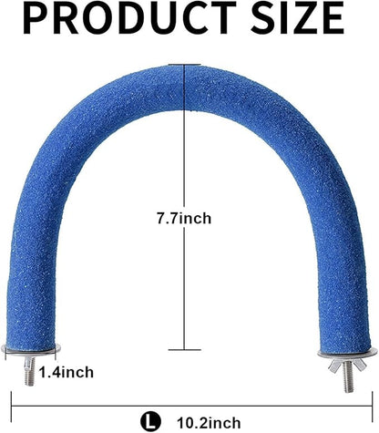 U Shape Parrot Perch Stand Toy Bird Platform Sand Paw Grinding Clean Stick Exercise Conure Budgie Cockatiel Cage Accessories (Blue)