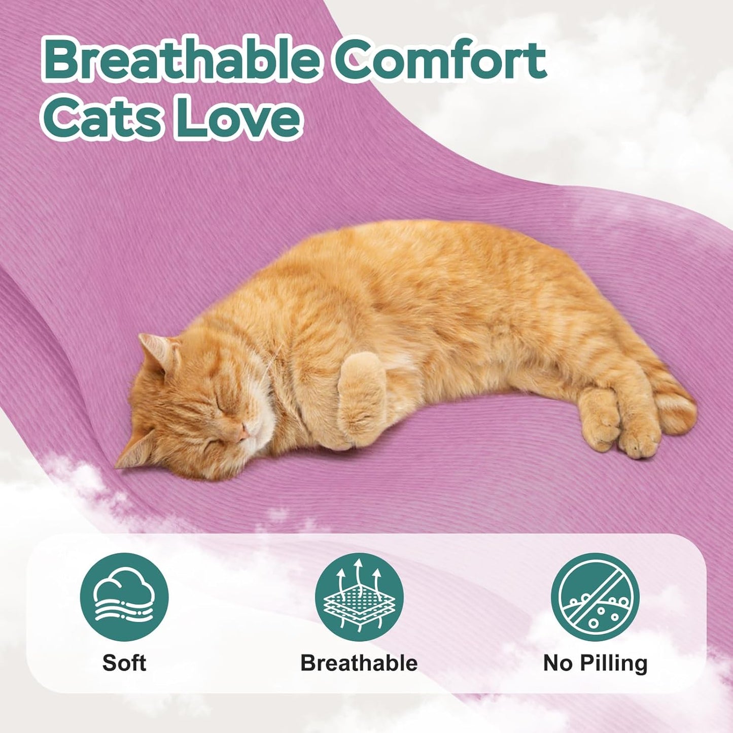 Self-Adhesive Cat Grooming Wrap, Cozy Cat Wrap for Cutting Nails, Breathable Anti-Scratch Cat Swaddle Bag for Brushing, Ear Cleaning, Dental Care, Medication, Injections, Pinkish Purple S