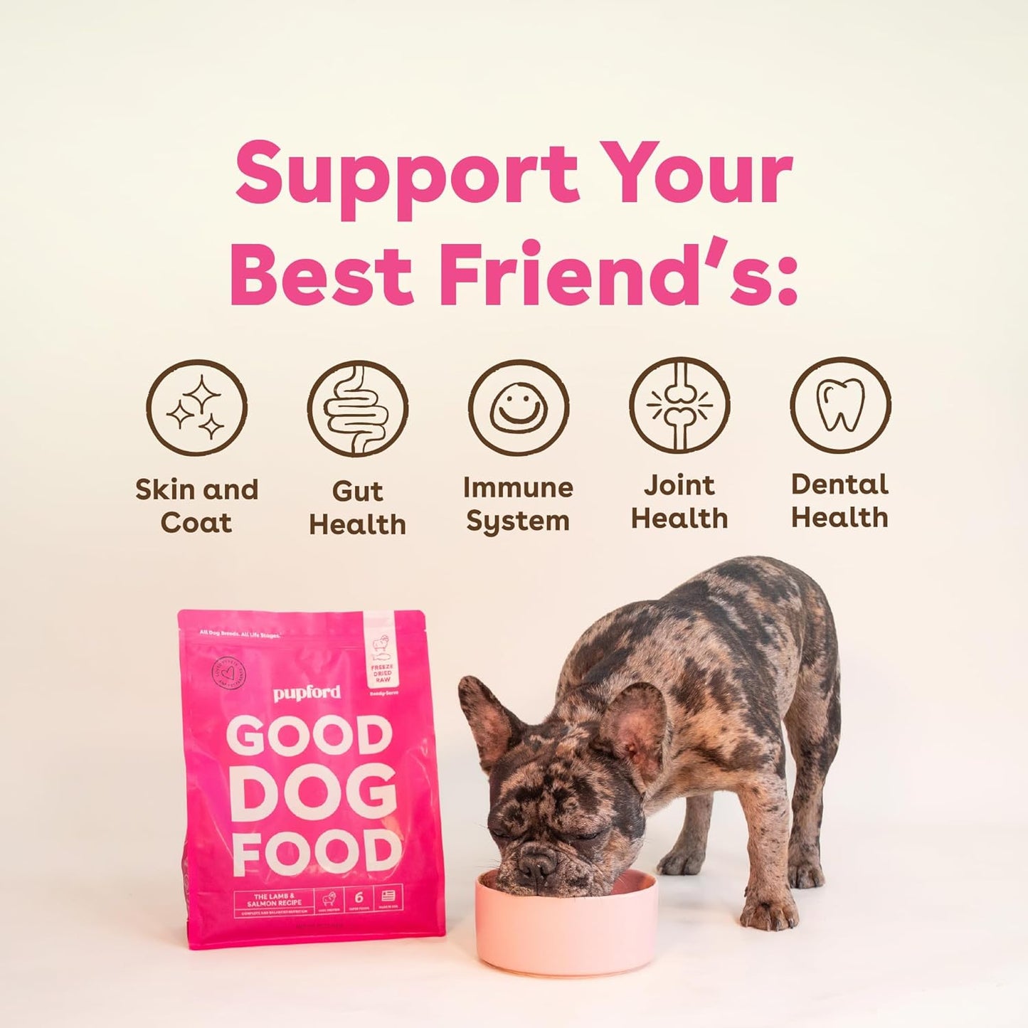 Pupford Good Dog Food, Freeze-Dried Raw, High-Protein, Superfood Ingredients, Vet-Approved, No Fillers or Artificial Additives (Lamb & Salmon Recipe, 25 oz)