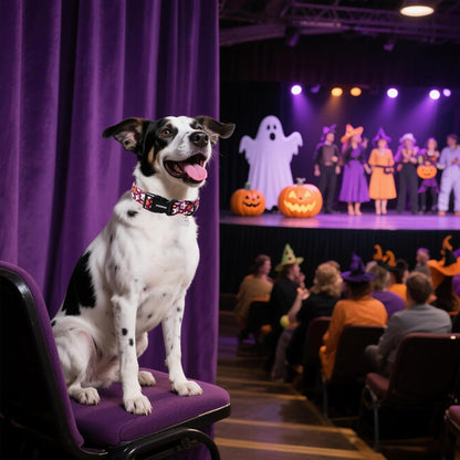 DOGWONG Halloween Dog Collar, Ghost Purple Dog Collars, Adjustable Cute Fall Pet Collars Autumn Design Dog Collar for Small Medium Large Dogs