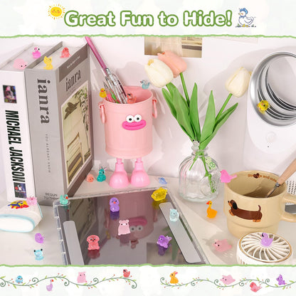 105PCS Mini Resin Animals Tiny Cute Figurines Glow in Dark, Miniature Figures to Hide, Little Animal Toys Small Accessories for Topper Desk Garden Dollhouse Landscape Aquarium Ornaments Crafts & Decor