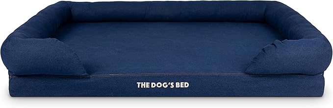 The Dog’s Bed, XXL Blue Denim, Memory Foam, Pain Relief: Arthritis, Hip & Elbow Dysplasia, Post Surgery, Lameness, Supportive, Calming, Waterproof Washable Cover
