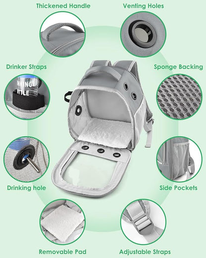 Guinea Pig Carrier Backpack, Portable Small Pet Travel Carriers with Water Bottle Holder & Detachable Pad, Outgoing Carring Bag for Bearded Dragon Bunny Sugar Chinchilla Gerbil Hamster Bird