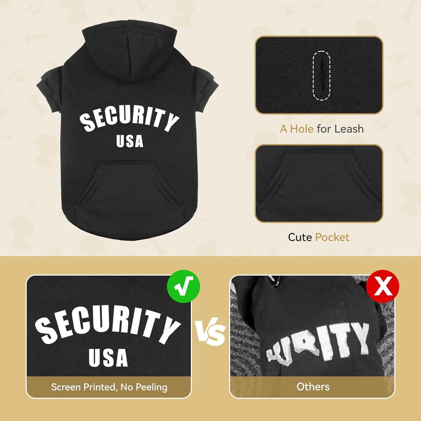 Dog Sweater Large Size Dog Security Dog Hoodie Warm Cozy Brushed Fleece Interior Dog Clothes Dog Sweatshirt with Pocket Dog Hoodie for Large Dogs(XXL)