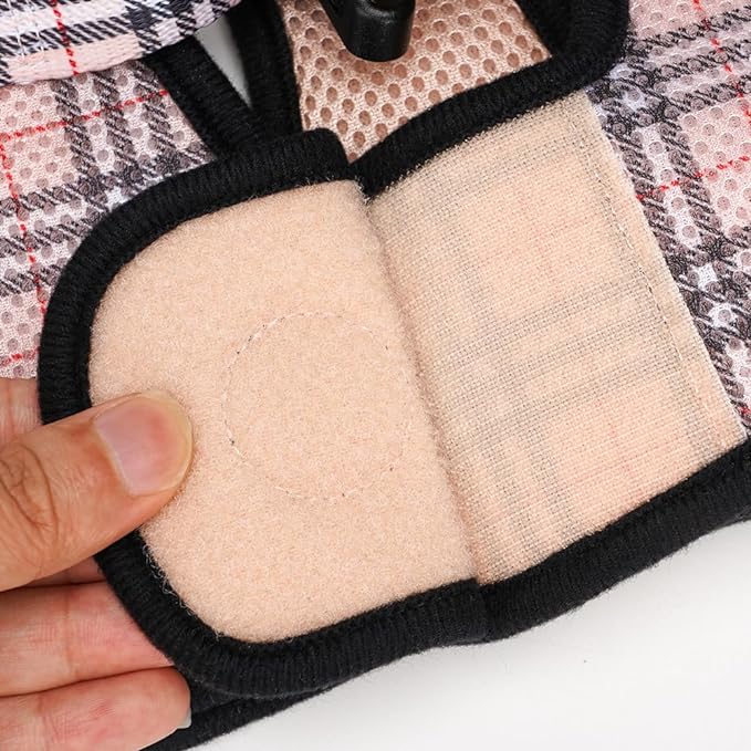 EcoBark Step in Dog Harness - Reflective Wrap Around Body Halter Vest - Soft Mesh Harness (Beige Plaid)