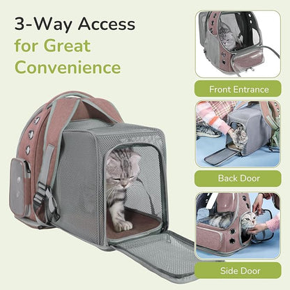 Cat Backpack Carrier for Large Cats, Expandable Cat Bubble Backpack, Dog Carriers for Small Medium Dogs, Airline Approved Pet Carrier for Travel Hiking Outdoor(Khaki)