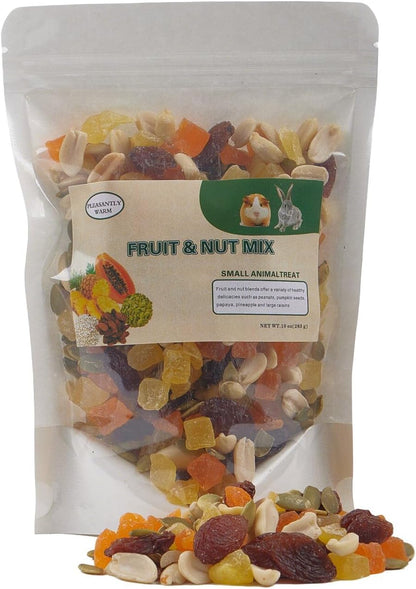 Pleasantly Warm Tropical Fruit & Nut Mix - 10oz Chinchilla Food, Suitable for Rabbits, Guinea Pigs, Sugar Gliders & Small Herbivores