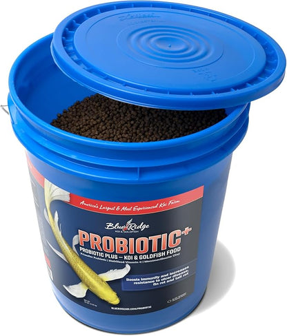 Blue Ridge Koi Fish Food 14lb - Koi Food 3/16” Probiotic Plus, Goldfish Food, Premium Fish Food for Ponds, Ponds Fish Food, Fall and Winter, Floating Pond Pellets