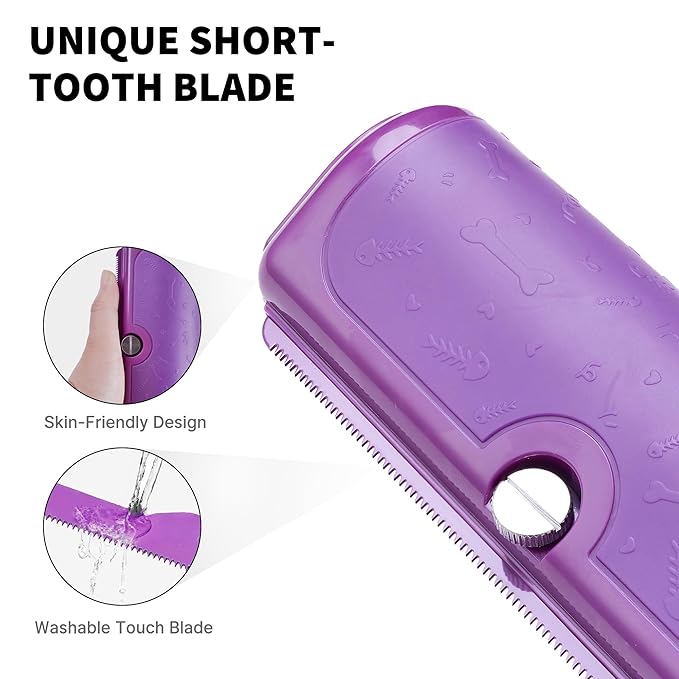 Cat & Dog Deshedding Brush – Purple Grooming Tool for Cats & Dogs, Gentle Fur Remover Comb, Comfortable Anti-Slip Handle, Easy to Clean