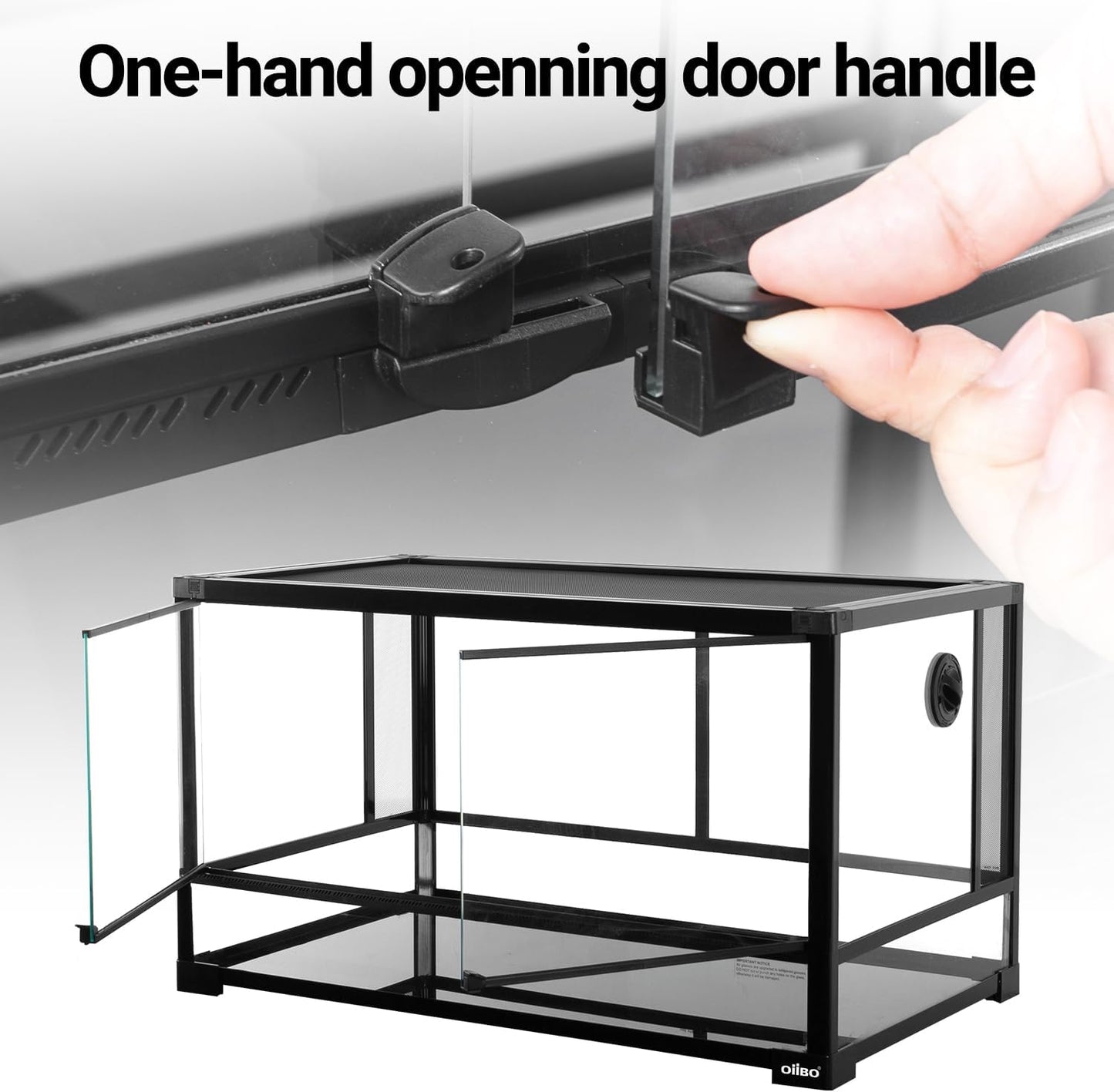 OIIBO Glass Reptile Terrarium, 32"x16"x16" Bearded Dragon Tank with One-Hand Opening Front Doors, Top and Front Ventilation, Reptile Lounge Habitat for Bearded Dragon Ball Python Snake Gecko