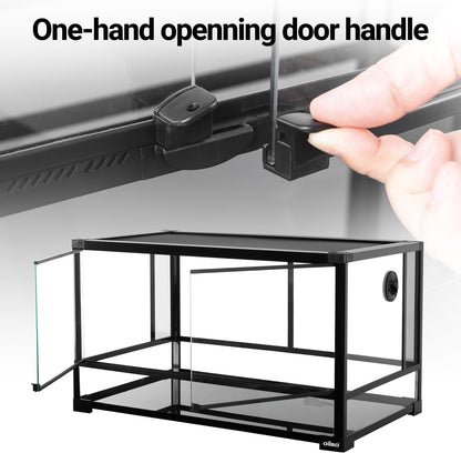 OIIBO Glass Reptile Terrarium, 32"x16"x16" Bearded Dragon Tank with One-Hand Opening Front Doors, Top and Front Ventilation, Reptile Lounge Habitat for Bearded Dragon Ball Python Snake Gecko