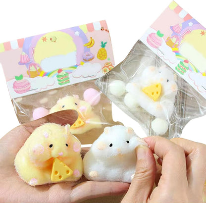 2pcs Fluffy Hamster Taba Squishy Toy – Ultra-Soft Realistic Pet Squeeze – Kawaii Animals Stress Relief Fidget Sensory Toys, Soft Silicone Squeeze Gifts for Children, Teens, and Adults